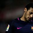 Barcelona's Neymar was shown the first red card of his Barcelona career for two bookable offences in defeat at Malaga
