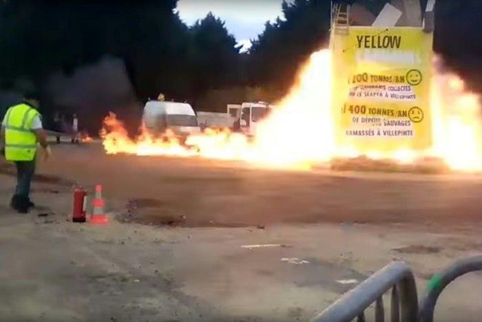 A video grab made from a handout video obtained by AFPTV on April 1, 2017 shows an explosion during a carnival, injuring at least 18 people, in Villepinte, north of Paris