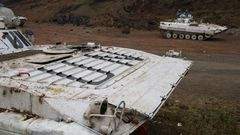 Soldiers from the United Nations Stabilisation Mission for the Congo are seen in an abandoned quarry in Munigi in the east of the Democratic Republic of the Congo in 2013
