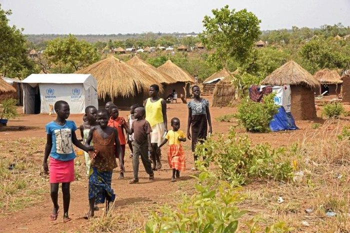South Sudanese refugee children in the Bidibidi camp in northern Uganda