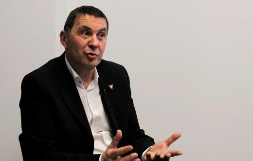 Basque separatist leader Arnaldo Otegi speaks with AFP journalists during an interview in the northern Spanish Basque village of Renteria on April 6, 2017