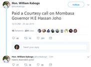 William Kabogo's tweets correcting his spelling error (Twitter)
