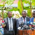 Opposition leaders (from left) Kalonzo Musyoka, Moses Wetang'ula, Musalia Mudavadi and Raila Odinga at Nairobi Serena Hotel on January 31,2017.