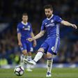 Chelsea's midfielder Cesc Fabregas passes the ball during an English Premier League football match against Middlesbrough at Stamford Bridge in London on May 8, 2017