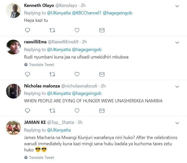 Comments shared by President Kenyatta's followers