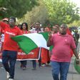 Activists of the online movement #bringbackourgirls demonstrate during a march in Abuja, on January 8, 2017, to mark the 1000 days since the mass abduction of the Chibok school girls