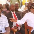 Deputy President William Ruto ( left) and Baringo Senator Gideon Moi during the Kimalel Baringo County goat auction on December 20, 2014.
