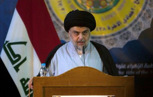 Shiite cleric Moqtada al-Sadr delivers a speech during a gathering in the Iraqi holy city of Najaf on March 19, 2017