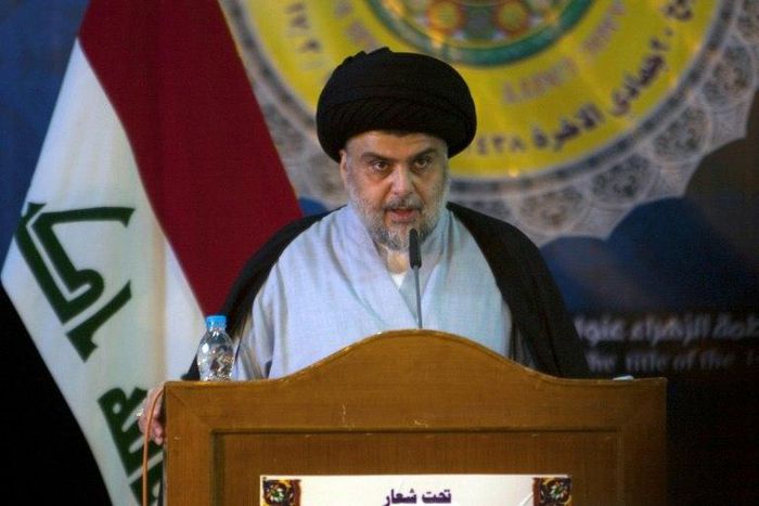 Shiite cleric Moqtada al-Sadr delivers a speech during a gathering in the Iraqi holy city of Najaf on March 19, 2017