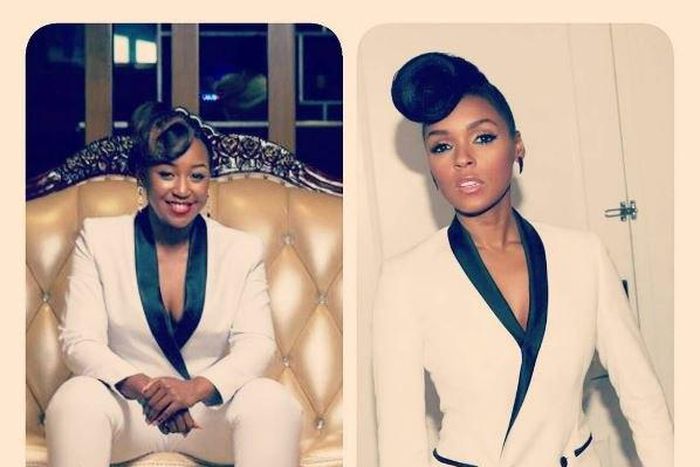 Betty Kyalo rocks white tux like Janella Monae for her birthday.