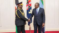 President Uhuru Kenyatta with new IG Hillary Mutyambai at State House (PSCU)