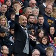 Manchester City's Pep Guardiola gestures on the touchline during their English FA cup quarter final match against Middlesbrough on March 11, 2017