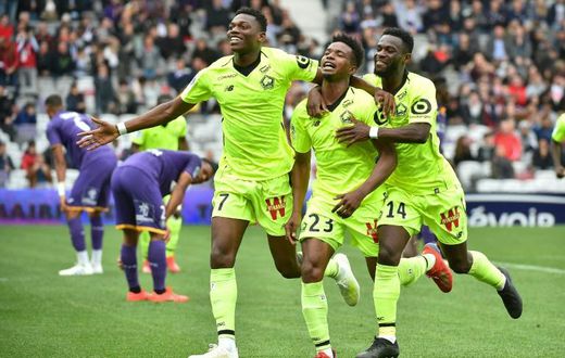 Lille players celebrate a goal which was later ruled out by VAR which meant they failed to stop PSG from winning the Ligue 1 title