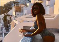 Salma Mumin in Santorini for vacation