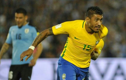 Brazil's Paulinho pictured during a World Cup qualifier against Uruguay in Montevideo on March 23, 2017