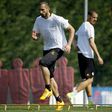 Juventus' Italian defender Giorgio Chiellini takes part in a training session at the Juventus Training Center in Vinovo, near Turin, on April 10, 2017