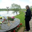 A man looks at the World War II Jasenovac memorial camp model on April 26, 2015, during a ceremony to remember the tens of thousands who were killed by the country's pro-Nazi regime