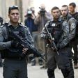 Israeli security forces stand guard at a street in Jerusalem's Old City following a previous stabbing attack on April 1, 2017