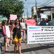 Relatives of military police show signs during a protest in support of a police strike at the entrance of a police station in Vila Velha, near Vitoria, in eastern Brazil on February 6, 2017