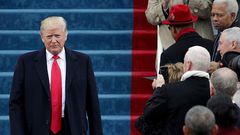 President Donald Trump giving his inaugural address on January 20.