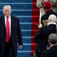 President Donald Trump giving his inaugural address on January 20.
