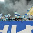 FC Zenit's fans cheer for their team during a Russian League football match