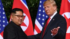 US President Donald Trump -- seen here with North Korea's leader Kim Jong Un at their first summit in Singapore in June 2018 -- says he will announce the details of their next meeting in the coming days