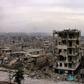 Destroyed buildings in Aleppo's eastern al-Shaar neighbourhood