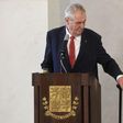 Czech President Milos Zeman speaks during a press conference on March 10, 2017 after he announced he would run for a second five-year term in a presidential vote scheduled for next year