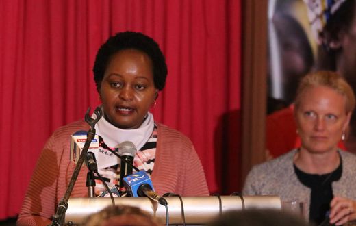 Kirinyaga Governor Anne Waiguru addresses the Embrace women's initiative (Twitter)