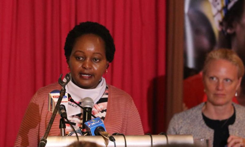 Kirinyaga Governor Anne Waiguru addresses the Embrace women's initiative (Twitter)