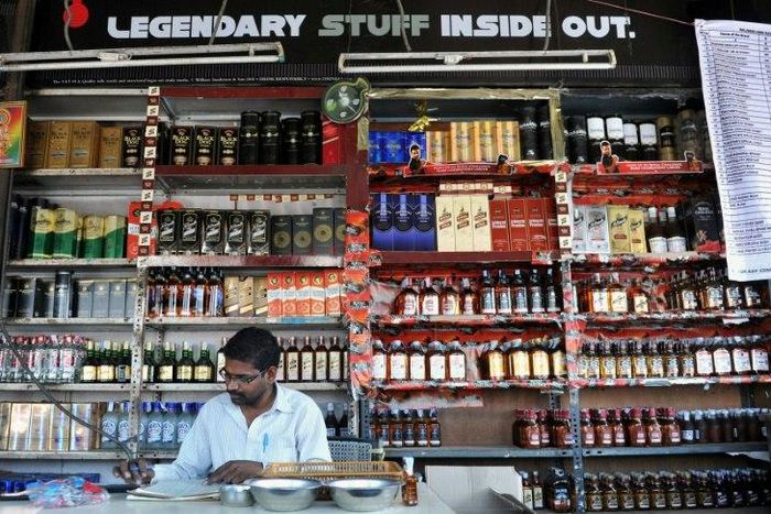 An alcohol store in the Indian city of Hyderabad in 2013