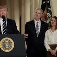 Judge Neil Gorsuch (C) and his wife Marie Louise look on, after US President Donald Trump nominated him for the Supreme Court, at the White House in Washington, DC