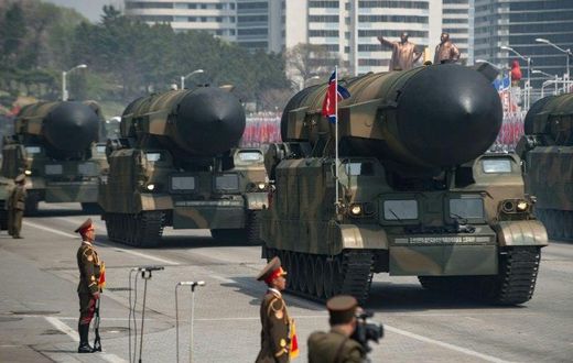 Nearly 60 missiles rolled through Kim Il-Sung Square at an event to mark the 105th anniversary of the North's founder