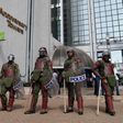 Anti-riot Administration Police guard the IEBC offices at Anniversary Towers on June 6, 2016. Officials from smaller political parties on Tuesday stormed the offices.