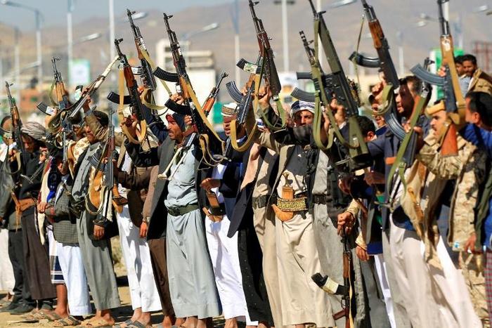 Supporters of Yemen's Huthi rebels gather in the capital Sanaa on December 19, 2018