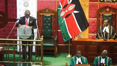 Treasury Cs Henry Rotich reading the budget in Parliament