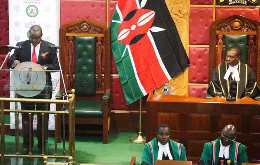 Treasury Cs Henry Rotich reading the budget in Parliament