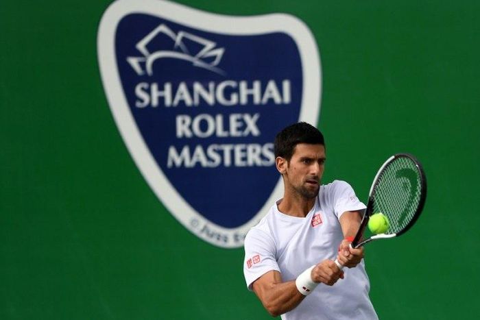 Serbia's Novak Djokovic practises ahead of the Shanghai Masters on October 9, 2016