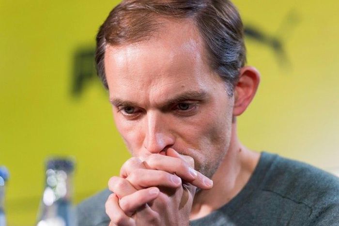 Dortmund's head coach Thomas Tuchel gives a press conference on April 13, 2017 in Dortmund, western Germany, one day after his team lost their Champions League first leg quarter-final match against Monaco