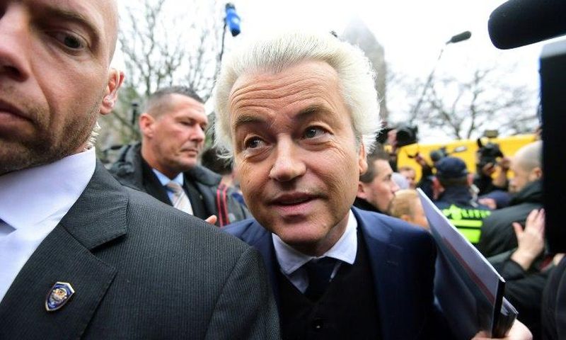 Dutch far-right Freedom Party (Partij Voor De Vrijheid - PVV) leader Geert Wilders pictured at the launch of his parliamentary election campaign in Spijkenisse, Netherlands on February 18, 2017