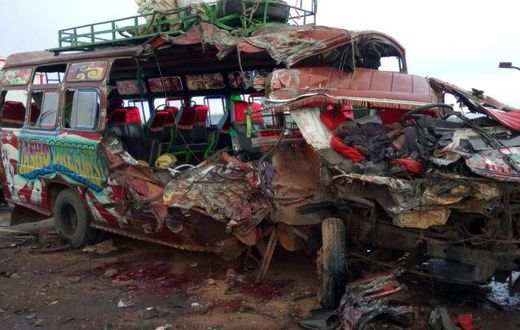 The scene moments after the accident on the Mombasa-Nairobi Highway.