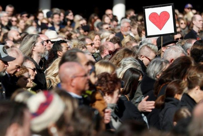 Stockholm officials said more than 20,000 people joined the vigil to commemorate Friday's attack