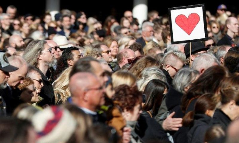 Stockholm officials said more than 20,000 people joined the vigil to commemorate Friday's attack
