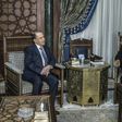 Egypt's Grand Imam of al-Azhar Sheikh Ahmed Mohamed al-Tayeb (right) receives Michel Aoun at his office in Cairo on February 13, 2017