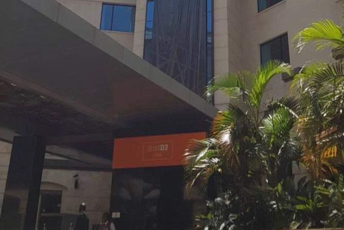 Banner draped over Dusit D2 Hotel after the facility was closed following a terror attack (Twitter)