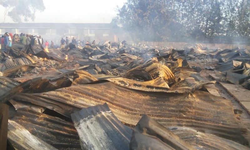 Structures consumed by fire that broke out at Toi Market on Tuesday March 12, 2019 (Oliver Oketch)