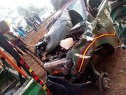 Wreckage of the police vehicle involved in an accident