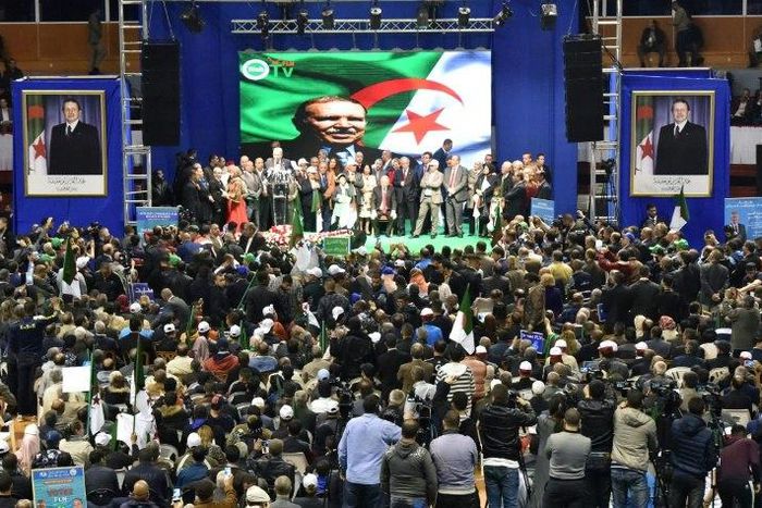 Members of the ruling Algerian National Liberation Front campaign ahead of May 4 elections. Officials fear a low turnout among a public disillusioned by an opaque political system and what many see as the government's failure to keep its promises