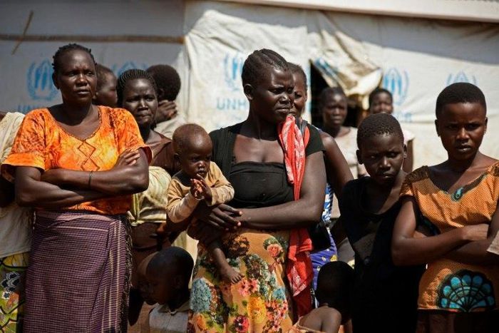 South Sudanese refugees at the Nyumanzi transit centre in Adjumani, Uganda in 2016